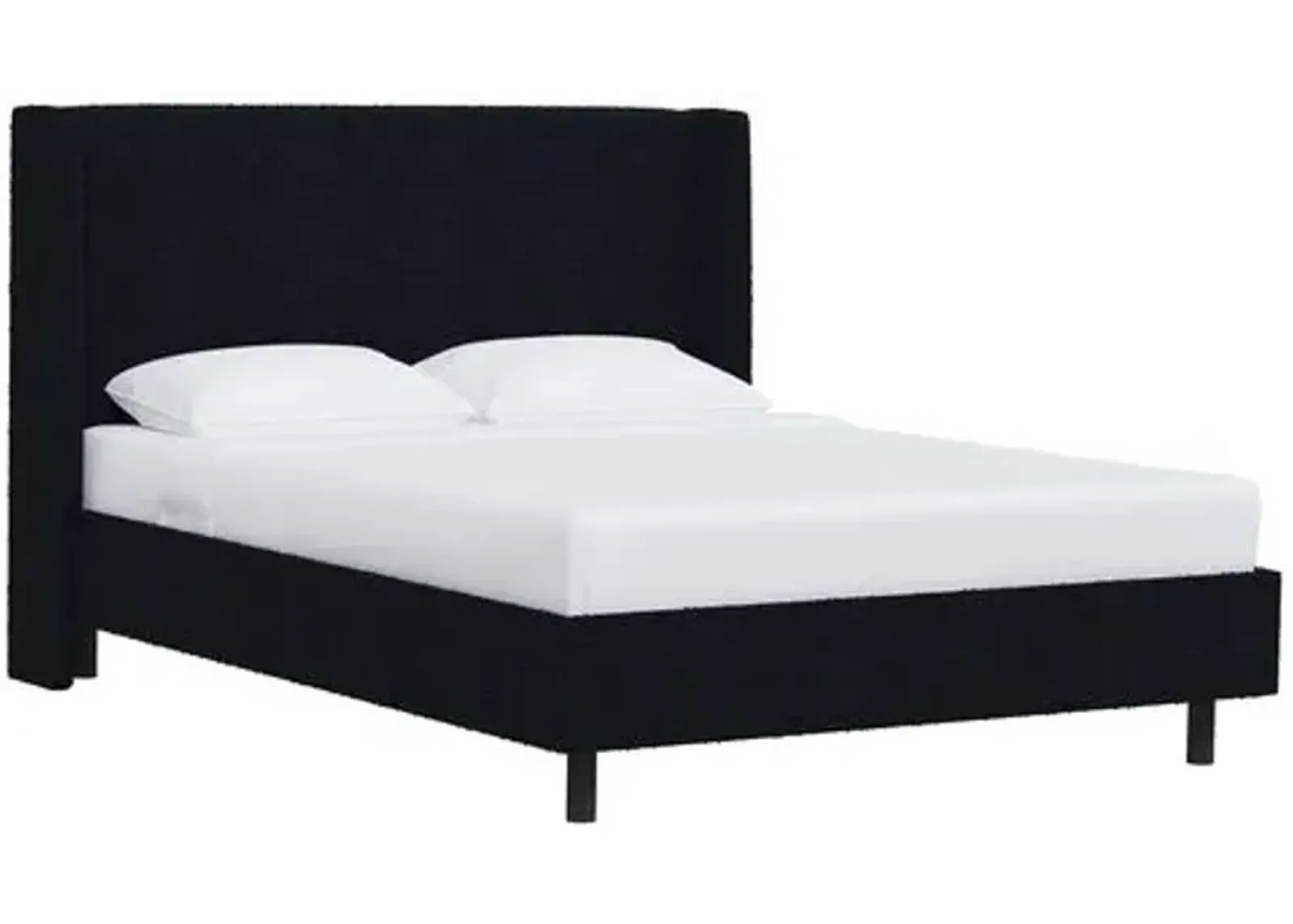 Kelly Boucle Wingback Platform Bed - Boucle - Blue, No Box Spring Required, Upholstered, Comfortable & Durable