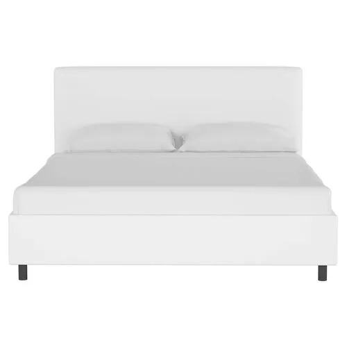 Novak Linen Platform Bed - Handcrafted - White - Mattress Required