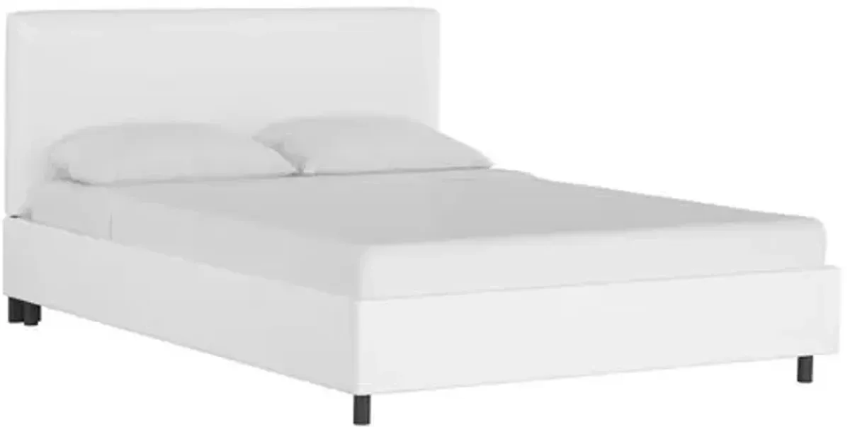 Novak Linen Platform Bed - Handcrafted - White - Mattress Required