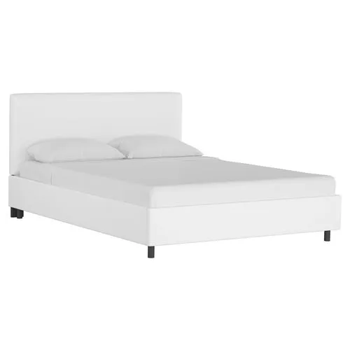 Novak Linen Platform Bed - Handcrafted - White - Mattress Required