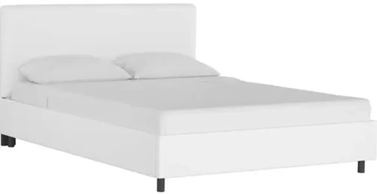 Novak Linen Platform Bed - Handcrafted - White - Mattress Required