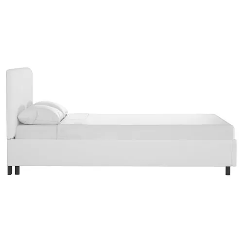 Novak Linen Platform Bed - Handcrafted - White - Mattress Required