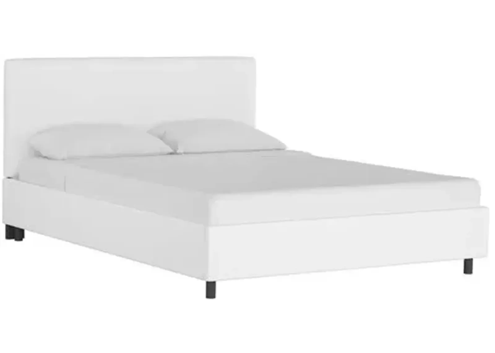 Novak Linen Platform Bed - Handcrafted - White - Mattress Required