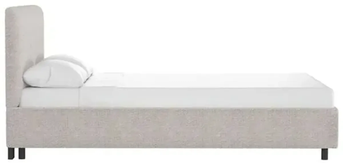 Novak Boucle Platform Bed - Gray