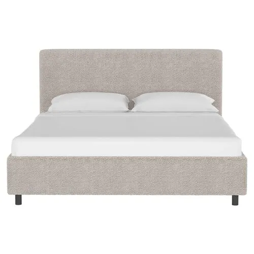 Novak Boucle Platform Bed - Gray