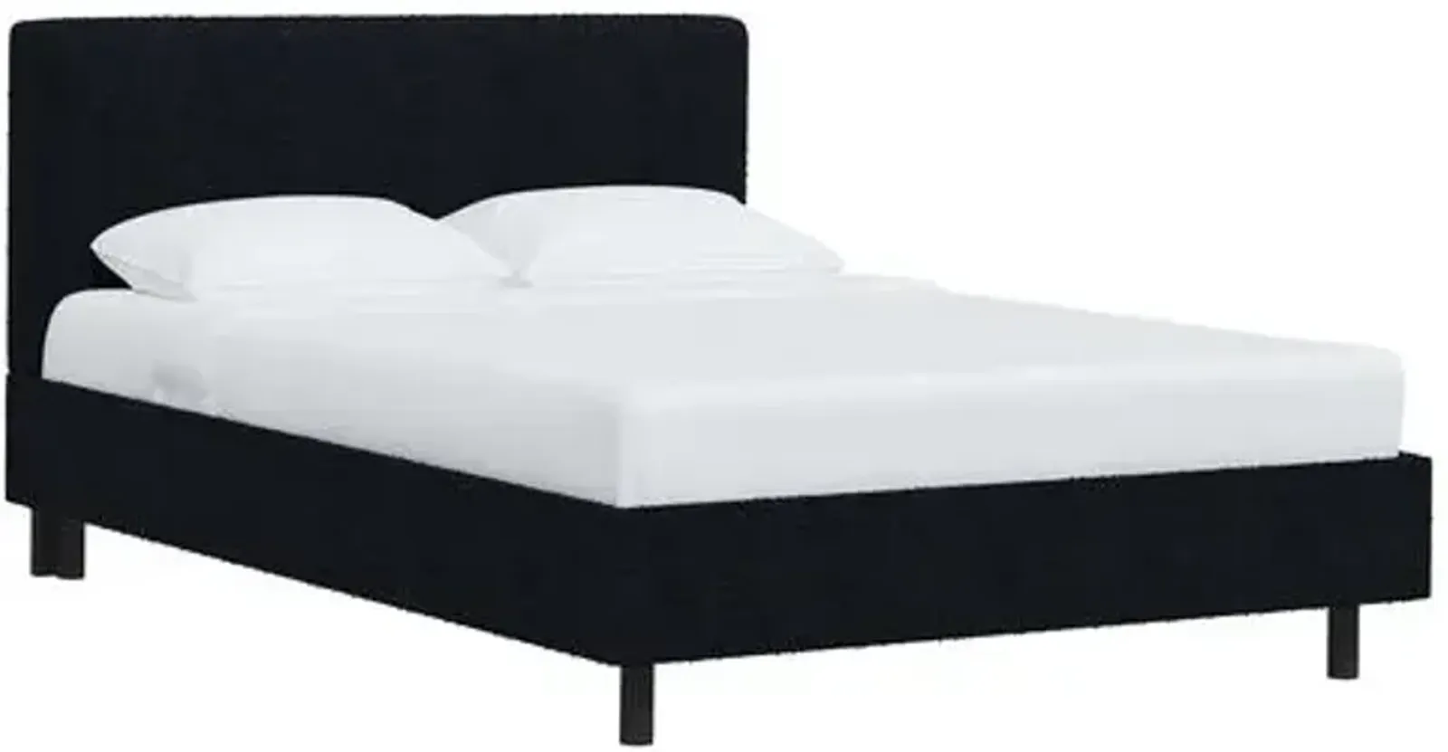 Novak Boucle Platform Bed - Blue