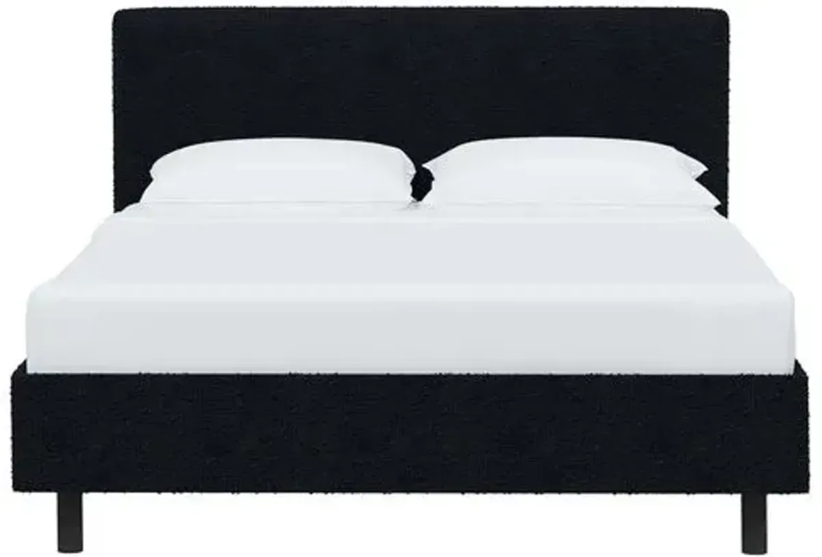 Novak Boucle Platform Bed - Blue