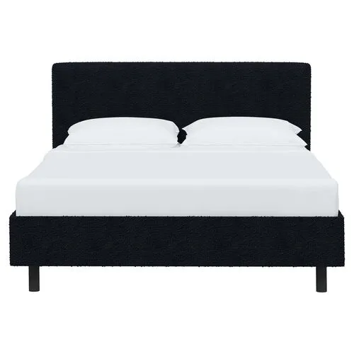 Novak Boucle Platform Bed - Blue