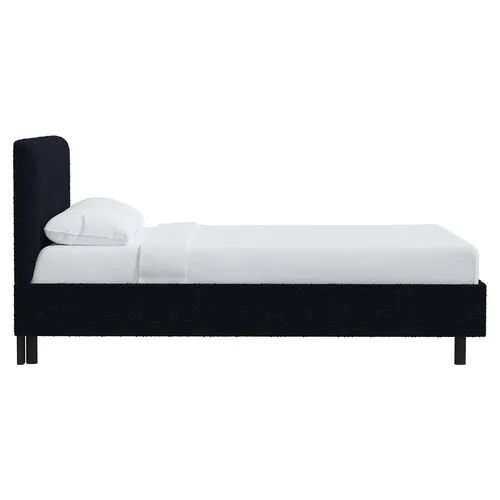 Novak Boucle Platform Bed - Blue