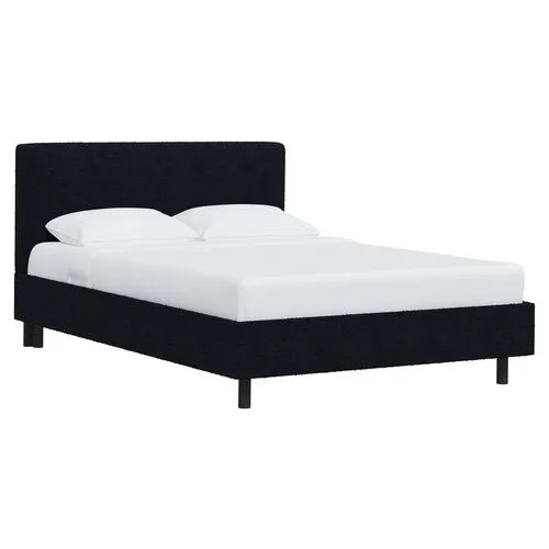 Novak Boucle Platform Bed - Blue