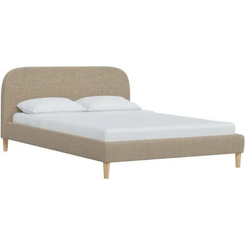 Siena Linen Platform Bed - Brown - Rounded Headboard Corners, No Box Spring Required