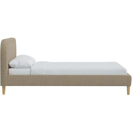 Siena Linen Platform Bed - Brown - Rounded Headboard Corners, No Box Spring Required
