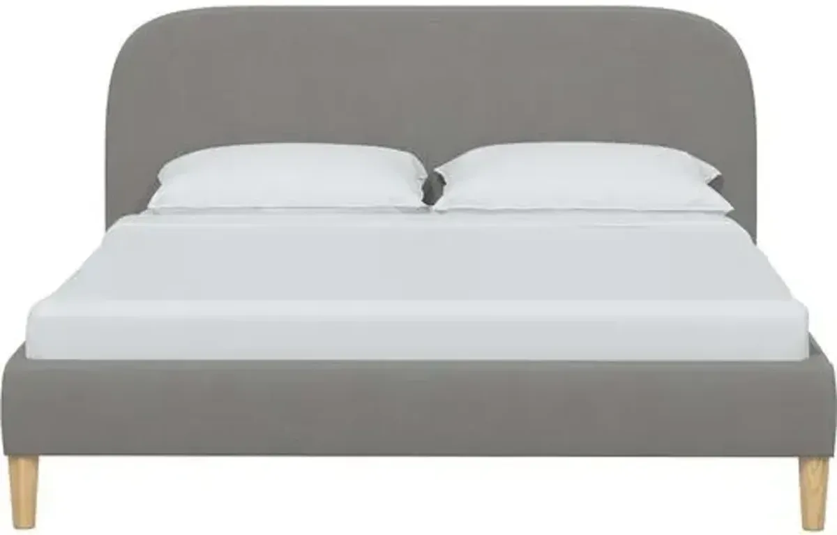 Siena Linen Platform Bed - Gray - Rounded Headboard Corners, No Box Spring Required