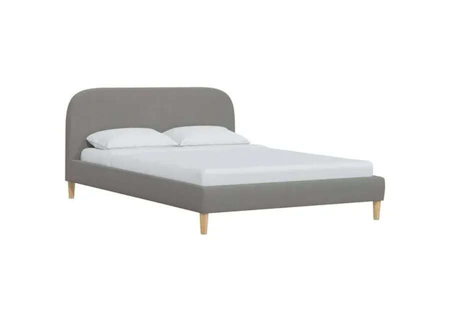 Siena Linen Platform Bed - Gray - Rounded Headboard Corners, No Box Spring Required