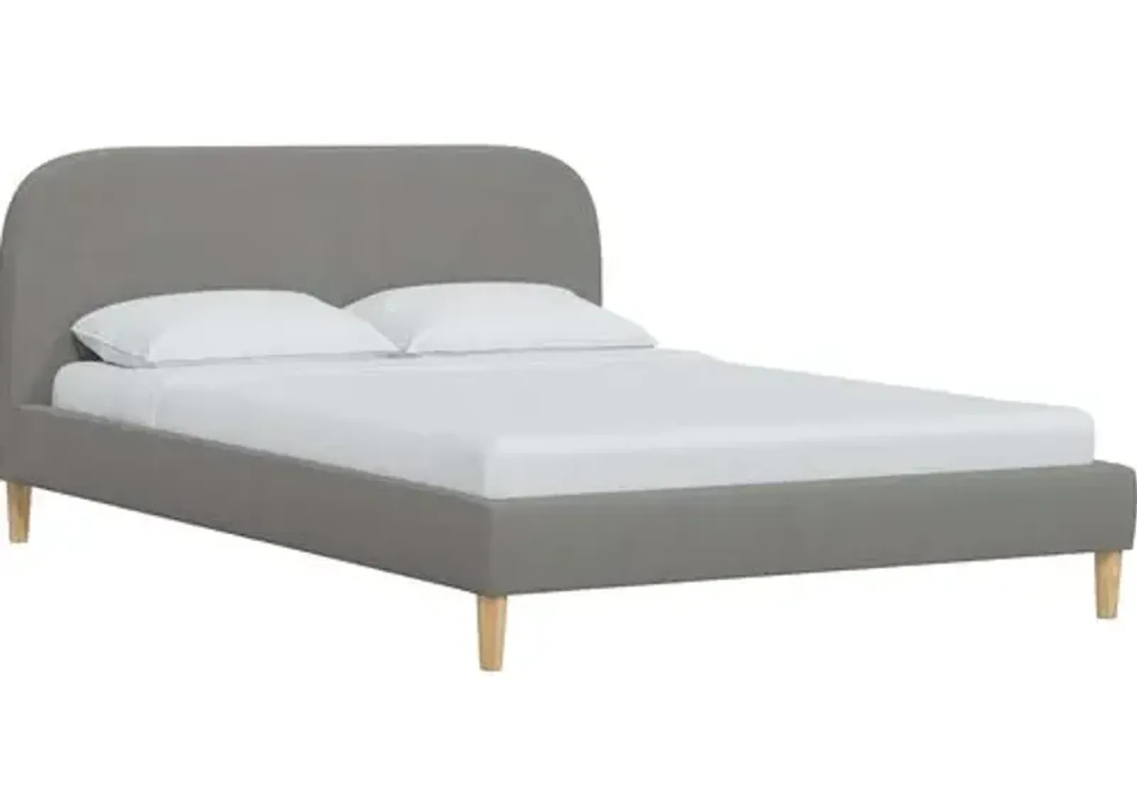 Siena Linen Platform Bed - Gray - Rounded Headboard Corners, No Box Spring Required