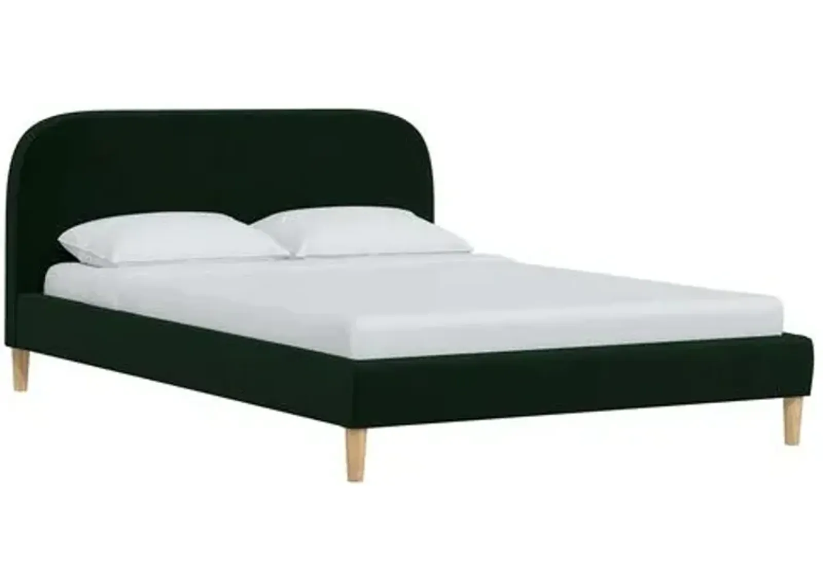 Siena Velvet Platform Bed - Green - Rounded Headboard Corners