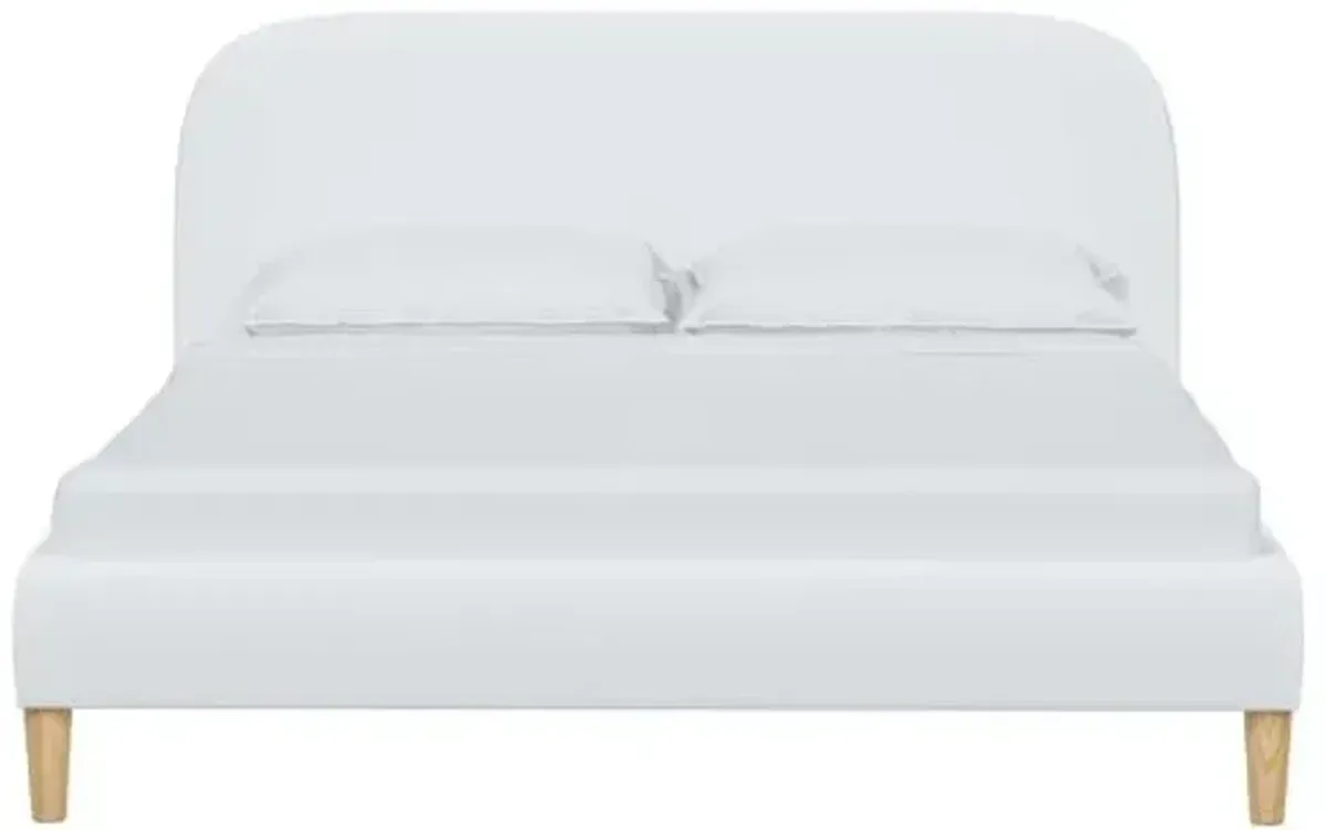 Siena Linen Platform Bed - White - Rounded Headboard Corners, No Box Spring Required