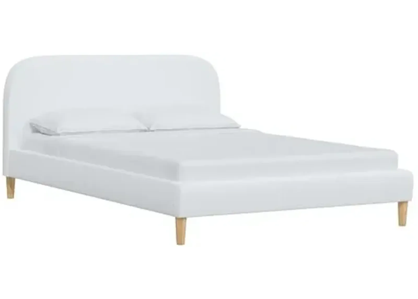 Siena Linen Platform Bed - White - Rounded Headboard Corners, No Box Spring Required