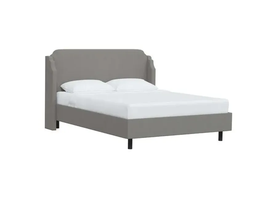 Aurora Linen Wingback Platform Bed - Gray, No Box Spring Required, Comfortable & Durable