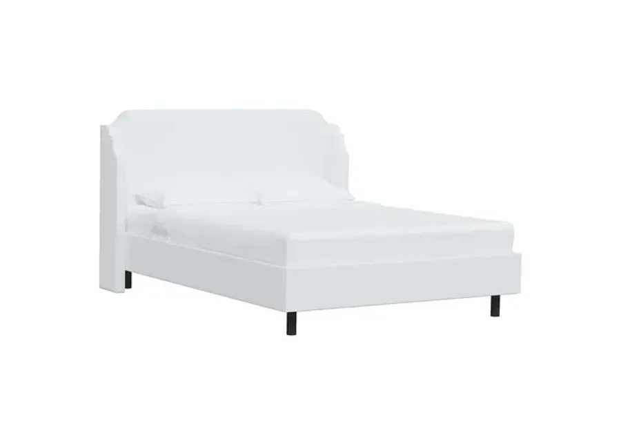 Aurora Linen Wingback Platform Bed - White, No Box Spring Required, Comfortable & Durable