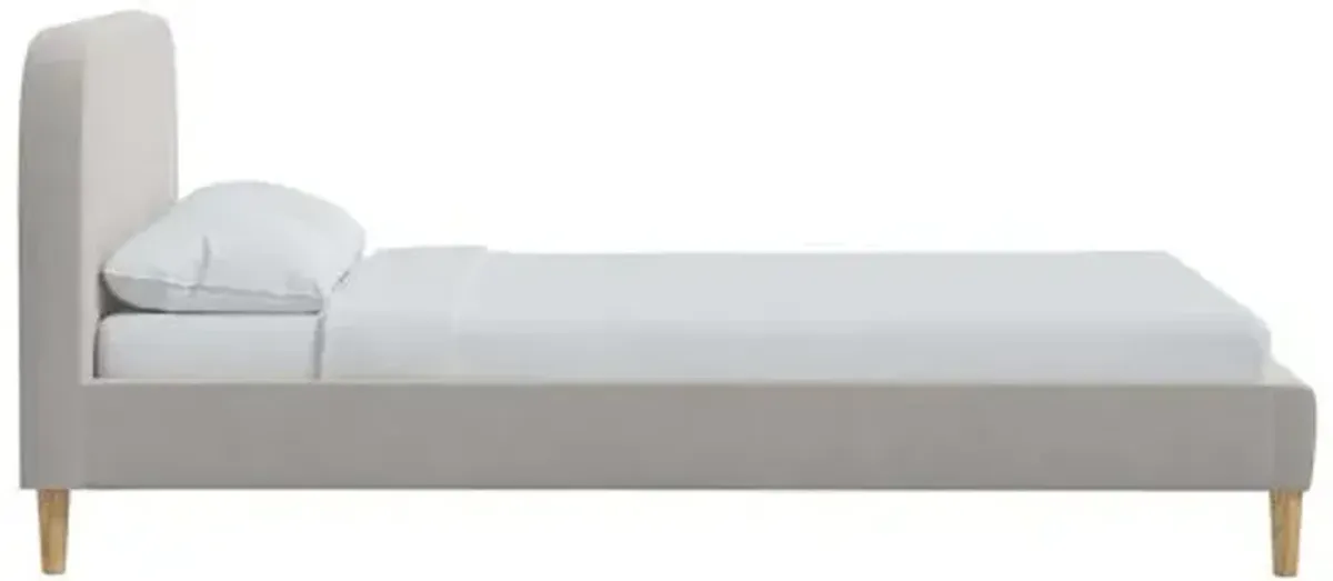 Siena Velvet Platform Bed - Gray - Rounded Headboard Corners