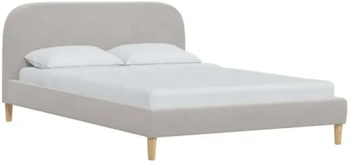 Siena Velvet Platform Bed - Gray - Rounded Headboard Corners