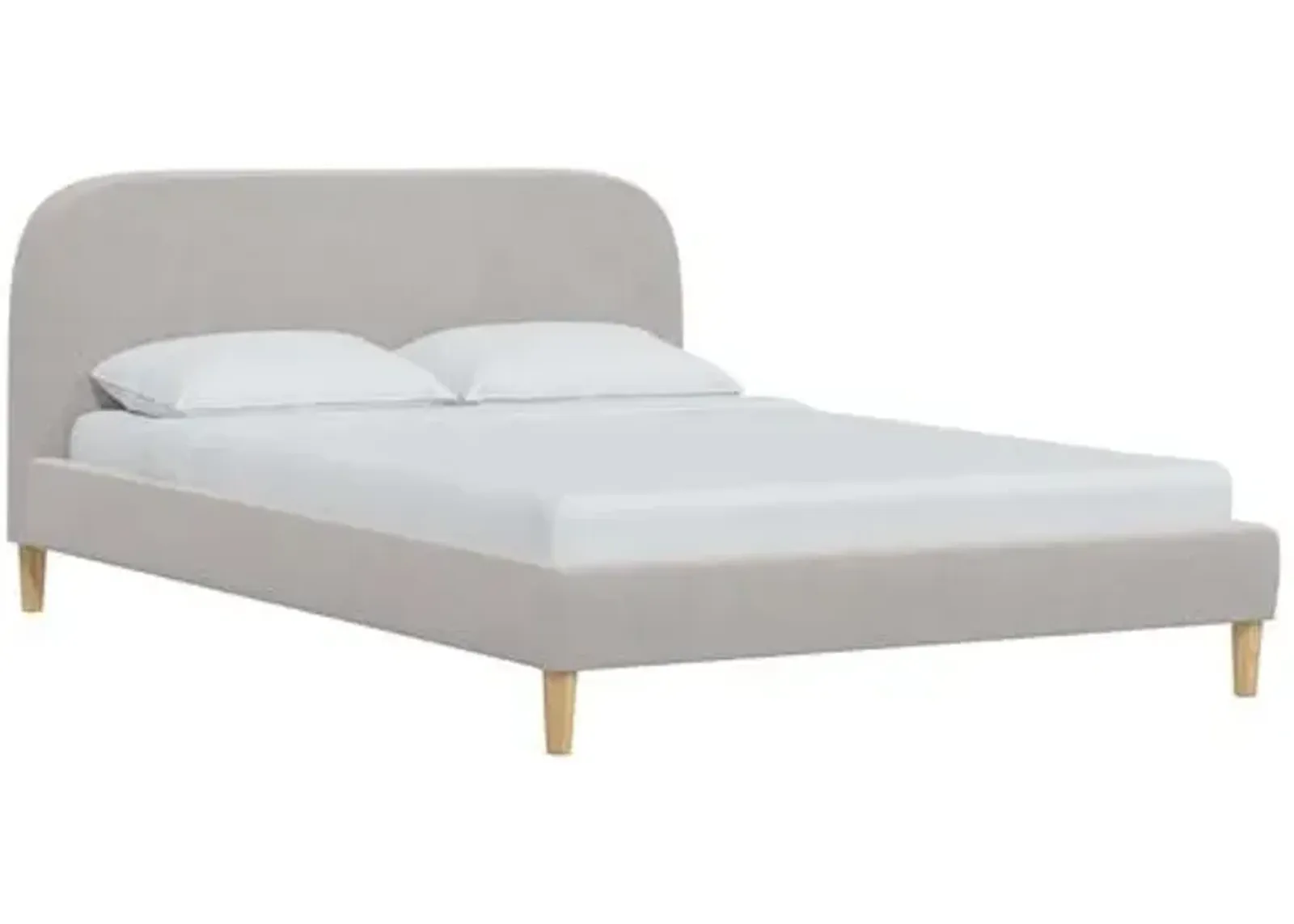 Siena Velvet Platform Bed - Gray - Rounded Headboard Corners