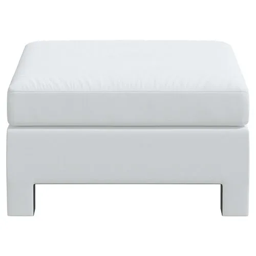 Bryn Linen Upholstered Ottoman - White