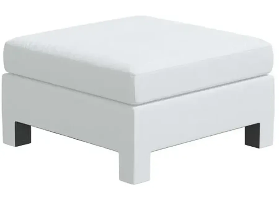 Bryn Linen Upholstered Ottoman - White