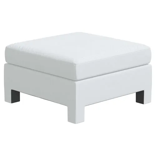 Bryn Linen Upholstered Ottoman - White