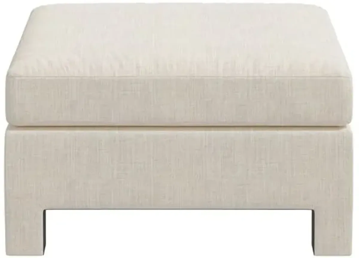 Bryn Linen Upholstered Ottoman - Ivory