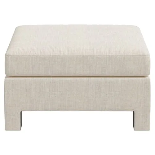 Bryn Linen Upholstered Ottoman - Ivory