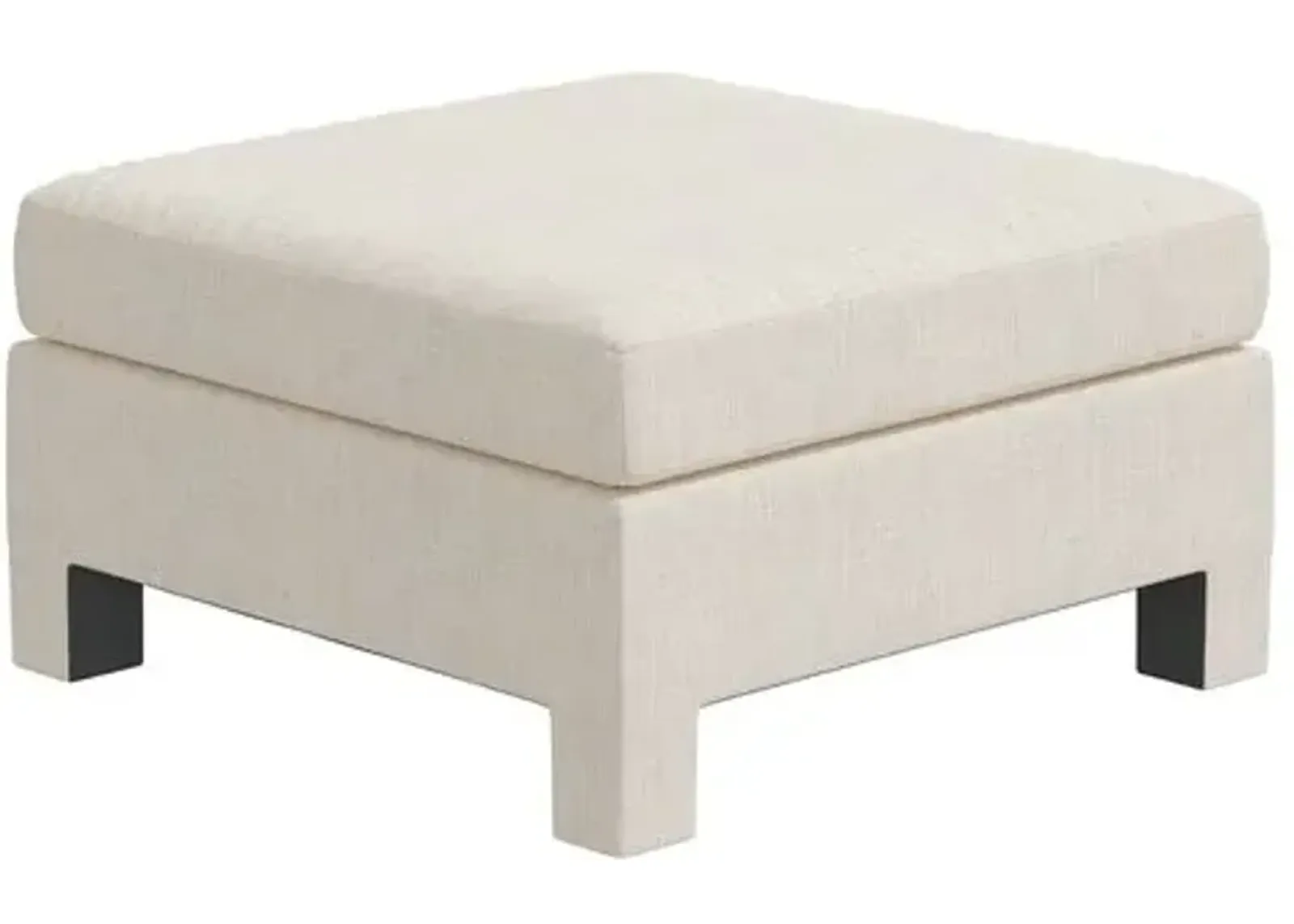 Bryn Linen Upholstered Ottoman - Ivory