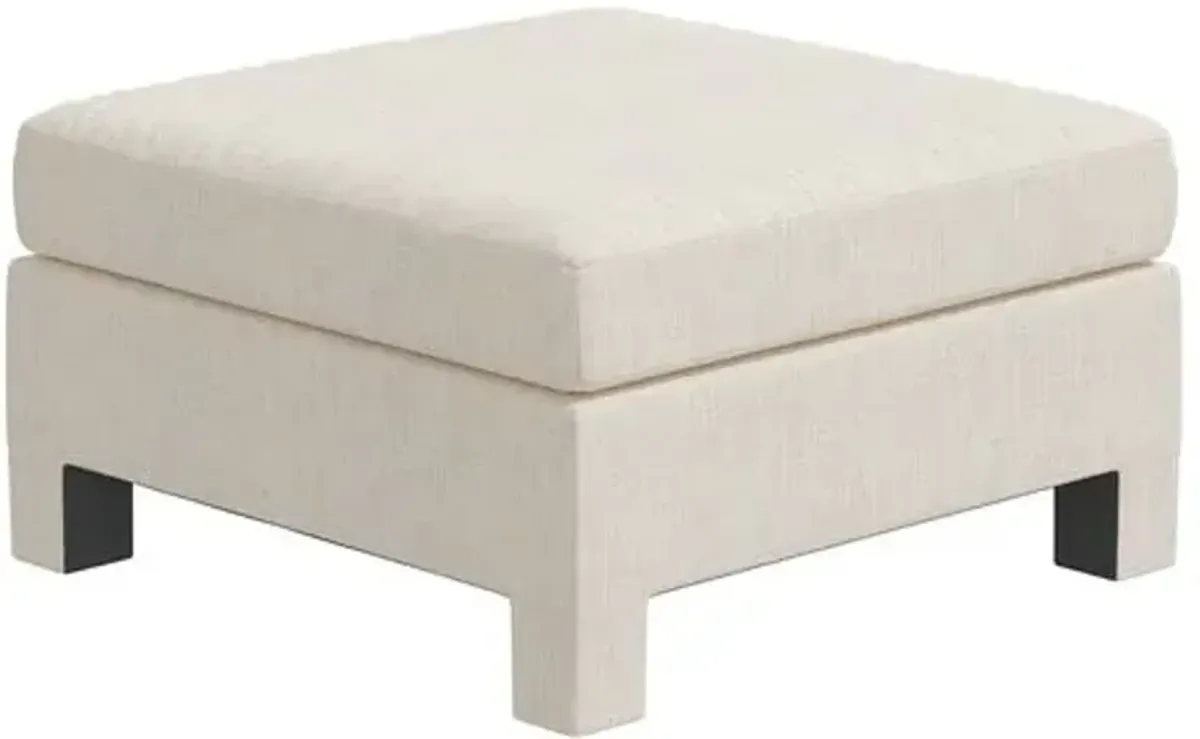 Bryn Linen Upholstered Ottoman - Ivory