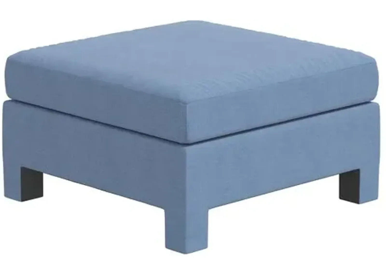 Bryn Linen Upholstered Ottoman - Blue