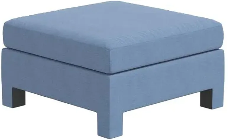 Bryn Linen Upholstered Ottoman - Blue