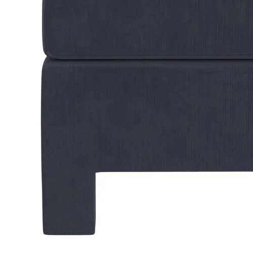 Bryn Velvet Upholstered Ottoman - Blue