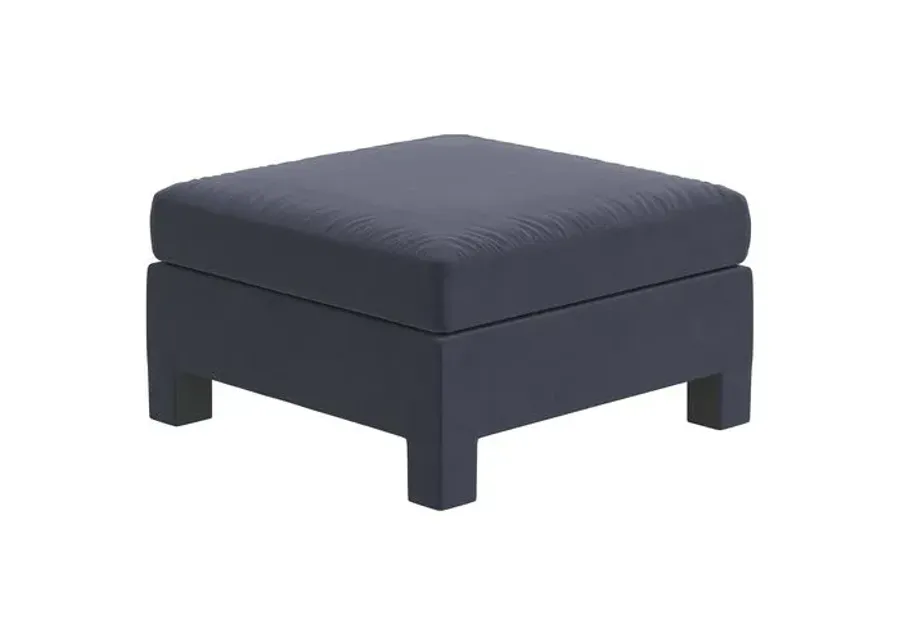 Bryn Velvet Upholstered Ottoman - Blue