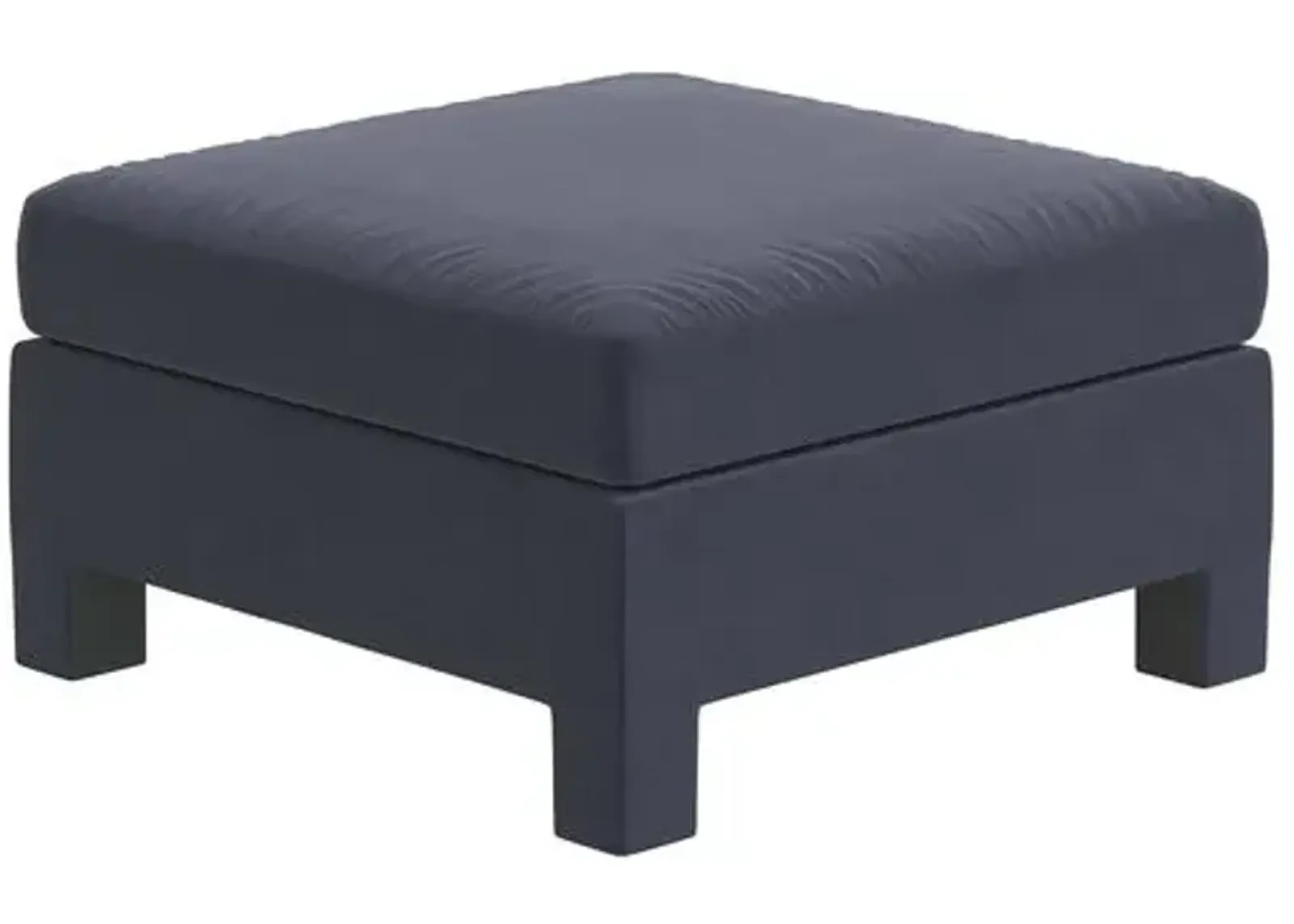 Bryn Velvet Upholstered Ottoman - Blue