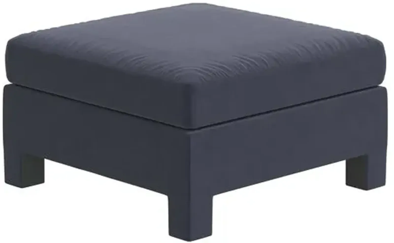 Bryn Velvet Upholstered Ottoman - Blue