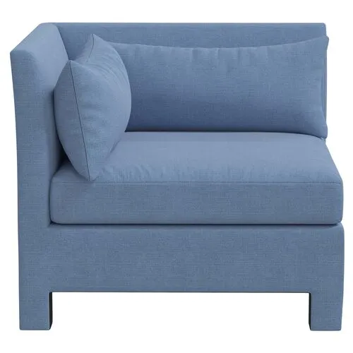 Bryn Linen Upholstered Corner Chair - Blue