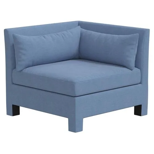 Bryn Linen Upholstered Corner Chair - Blue