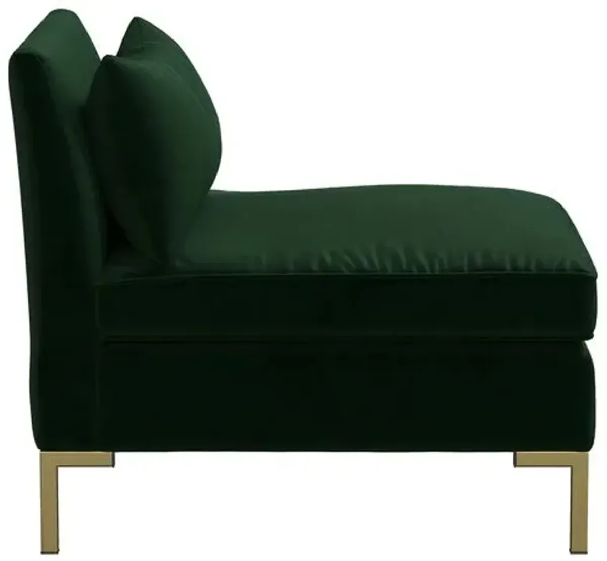 Marceau Velvet Slipper Chair - Handcrafted - Green