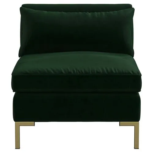 Marceau Velvet Slipper Chair - Handcrafted - Green