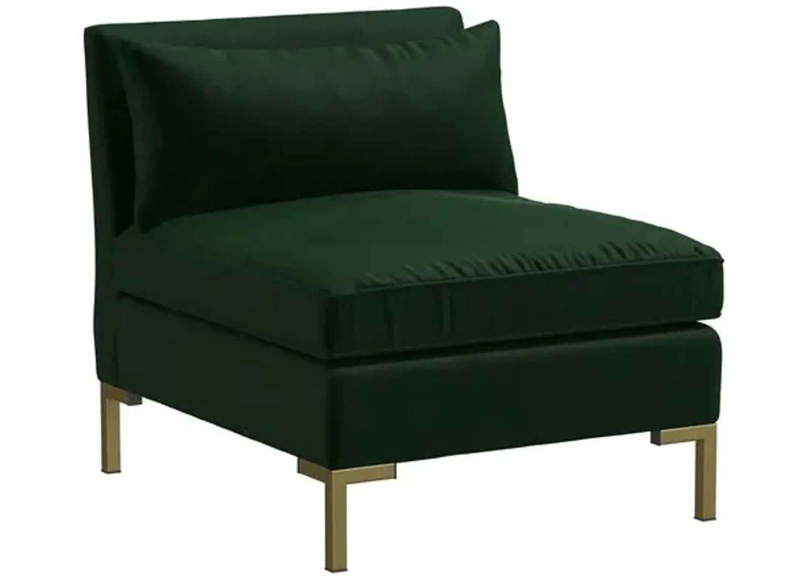 Marceau Velvet Slipper Chair - Handcrafted - Green