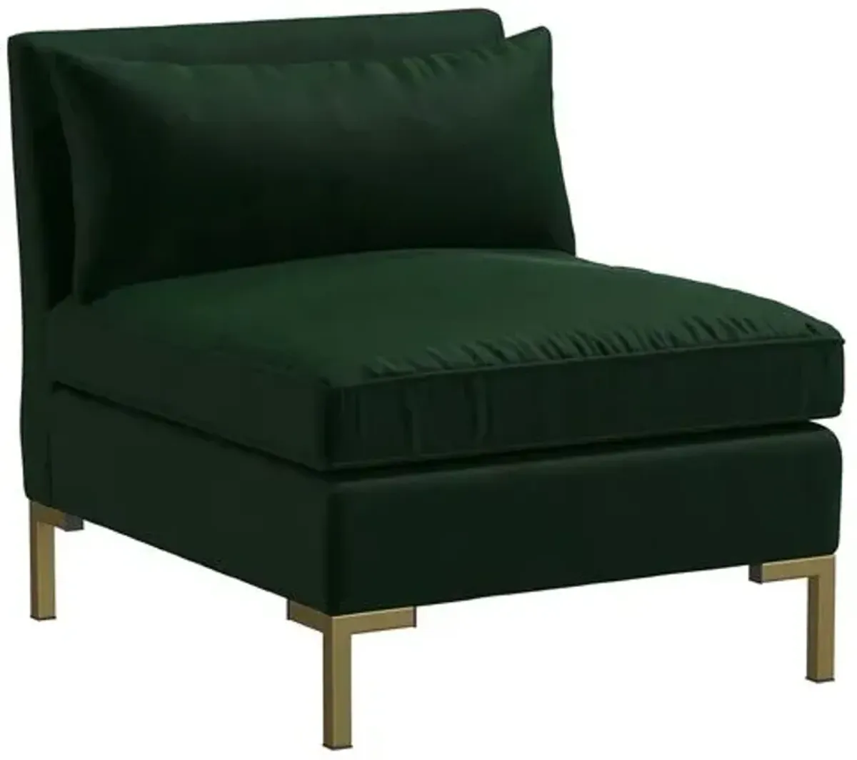 Marceau Velvet Slipper Chair - Handcrafted - Green