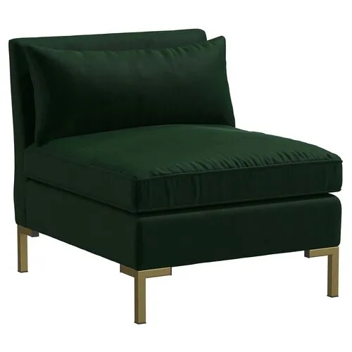 Marceau Velvet Slipper Chair - Handcrafted - Green