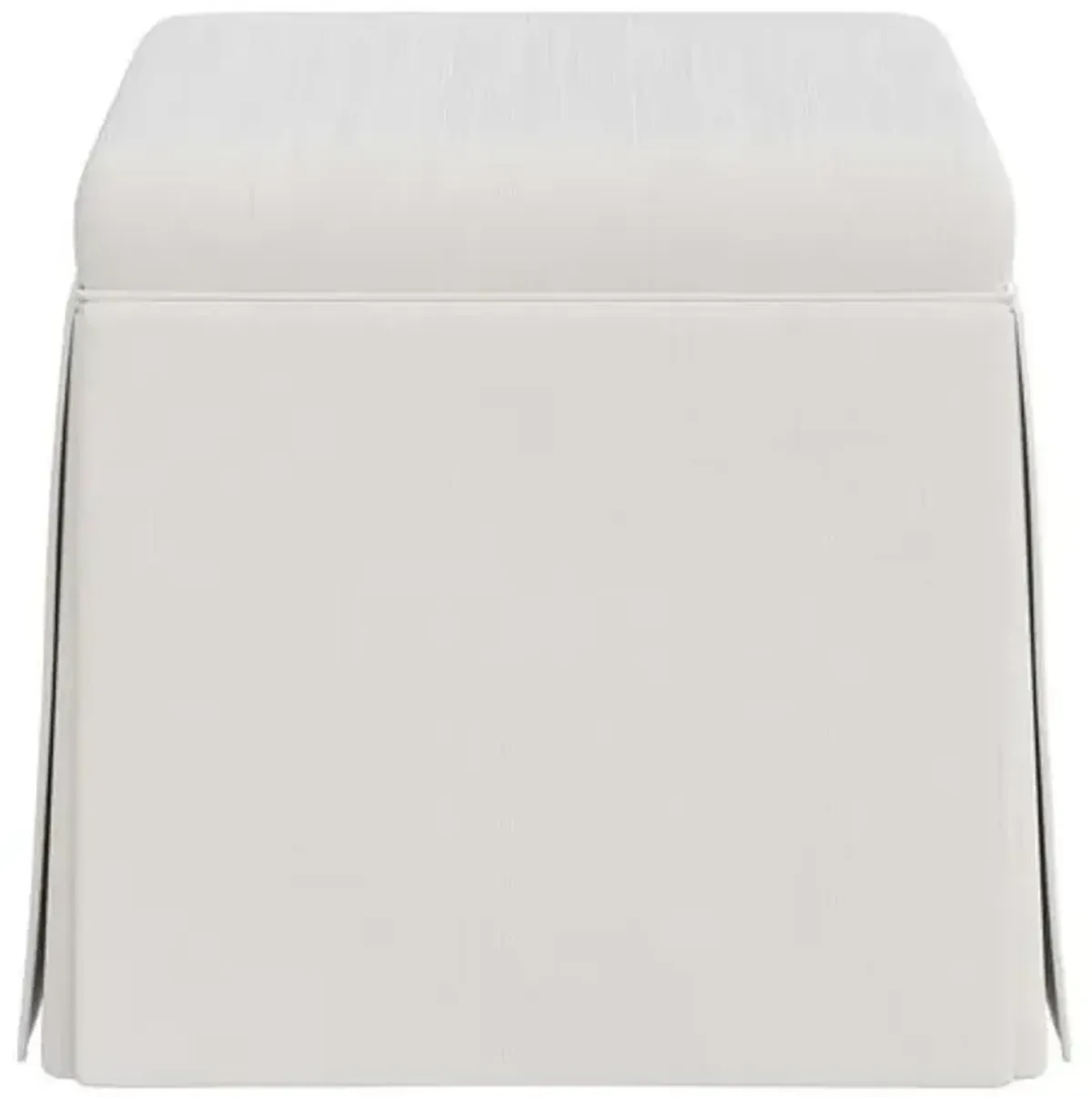 Anne Velvet Skirted Storage Ottoman - White