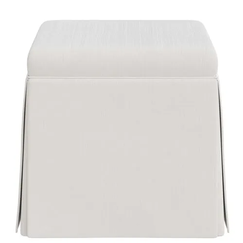 Anne Velvet Skirted Storage Ottoman - White