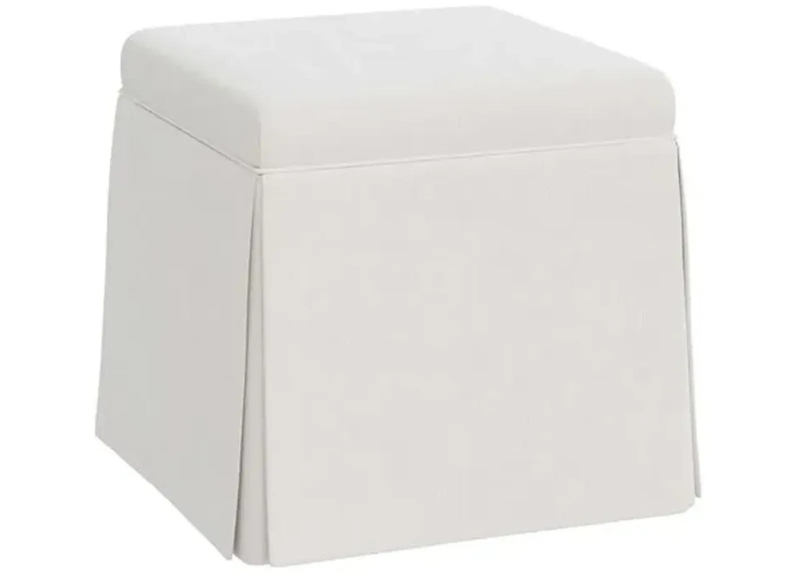 Anne Velvet Skirted Storage Ottoman - White